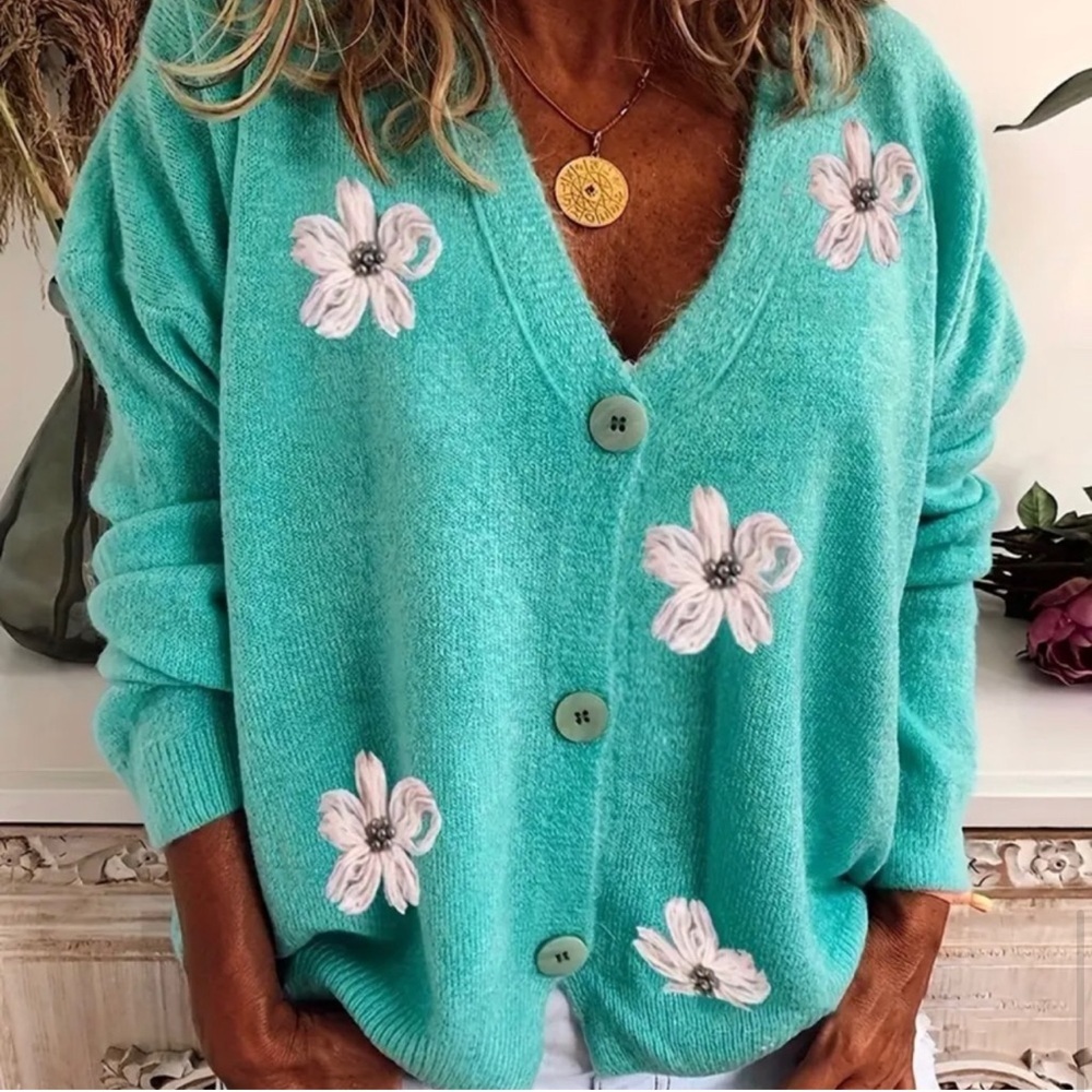 08. Long Sleeve Cardigan Knit Sweater Cardigan Cable Sleeve Soft Knit Cardigan - Picture 12 of 15
